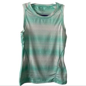 Athleta Green‎ White Striped Lightweight Workout Tank    Sz XS
